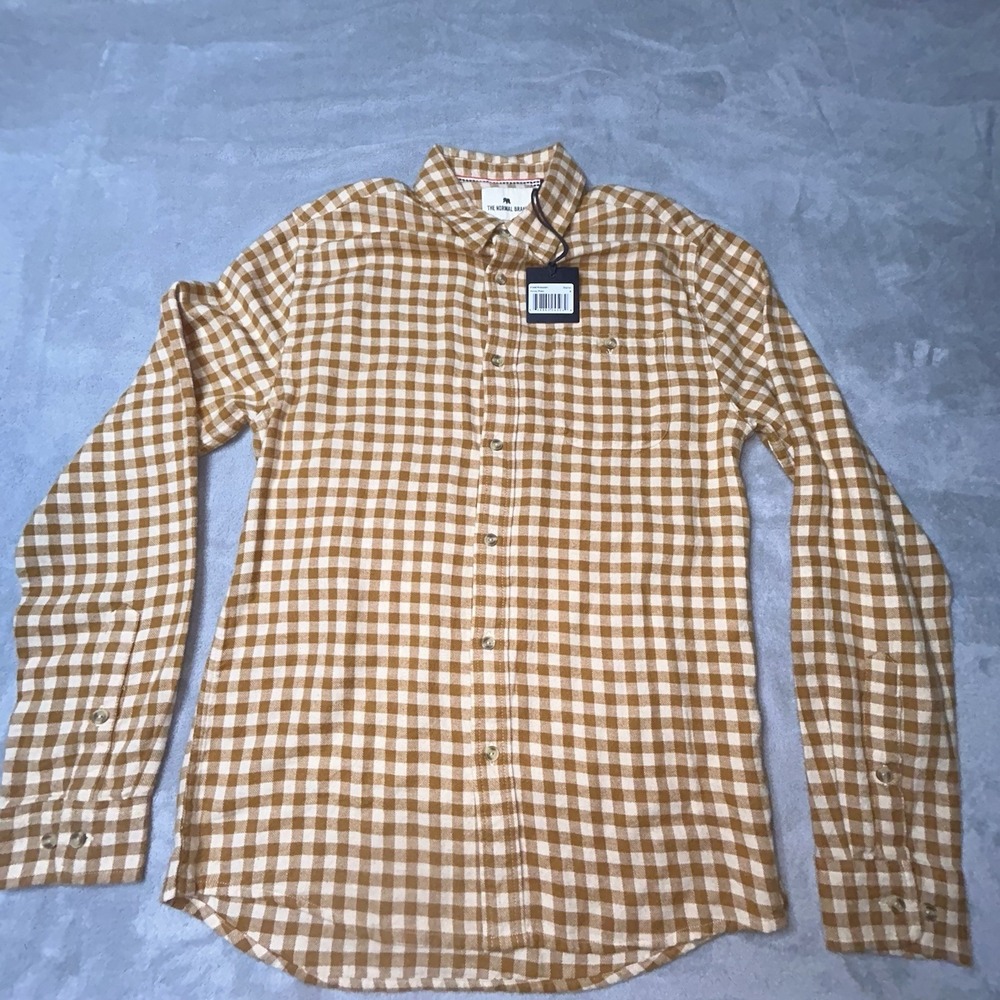The Normal Brand Stephen Button Up Shirt In Honey Plaid Mens Size small - Picture 2 of 13
